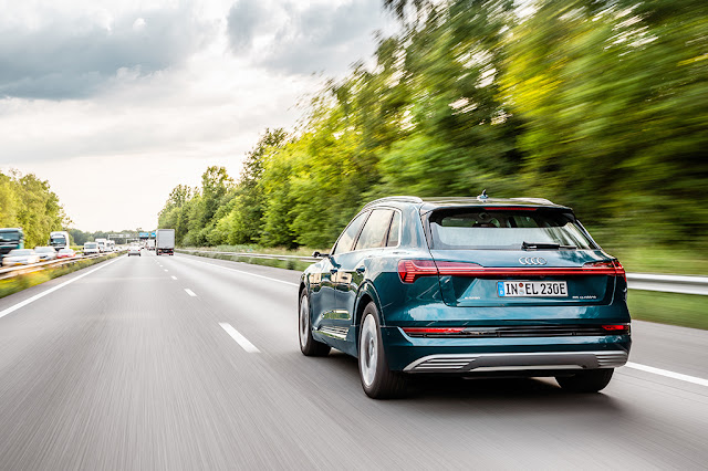 The Audi e-tron highway driving. Clean and dry roads are fine for the e-tron but increasing the speed decrease the electric range even faster than the internal combustion engine.