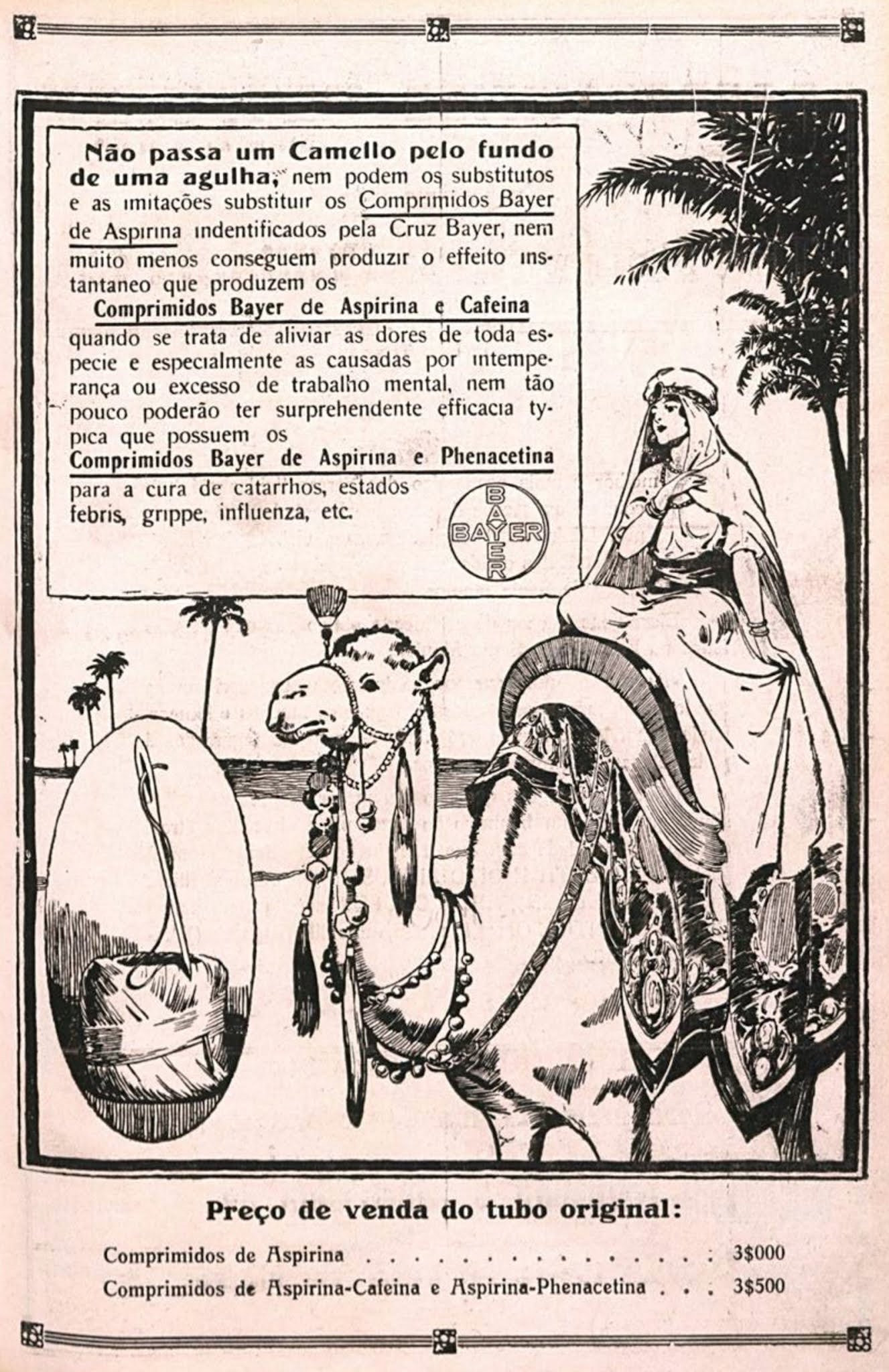 Propaganda antiga da Aspirina no combate às falsificações de medicamentos em 1921