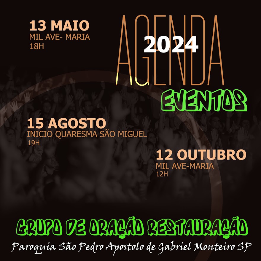 Agenda de  Evento Grupo de Oração Restauração