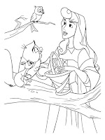 sleeping beauty with birds coloring pages