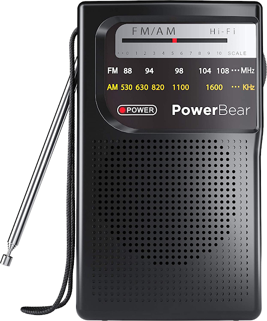 PowerBear Portable Radio | AM/FM, 2AA Battery Operated with Long Range Reception for Indoor, Outdoor & Emergency Use