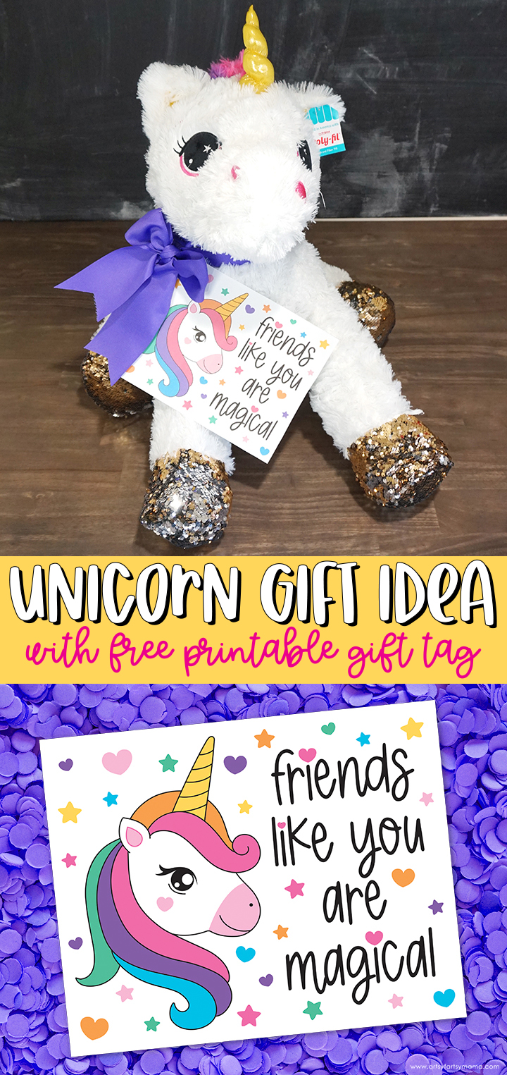 Stuffed Animal Unicorn Gift Idea + Free Printable Tag
