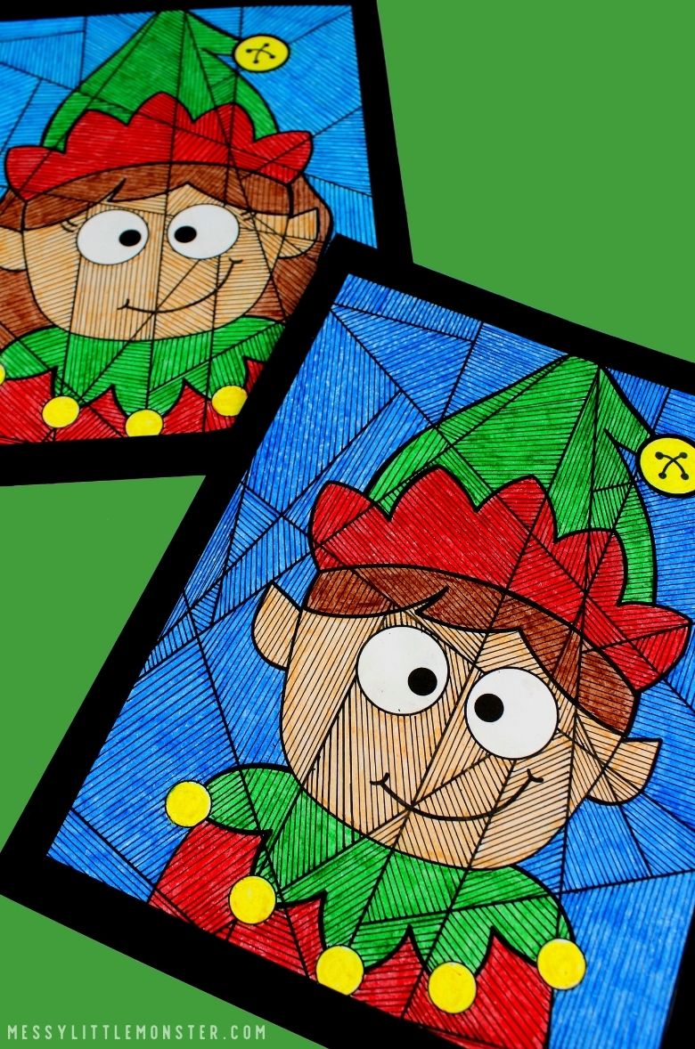 Free printable elf colouring page for kids