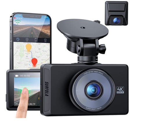 Surfola SD810 4K Dual Dash Cam Built-in WiFi GPS