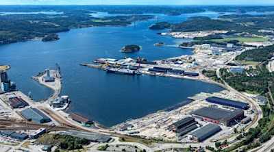 Flygbild över Uddevalla hamn