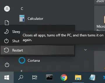 إعادة تشغيل النظام Restart