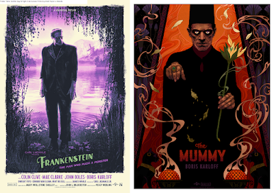 Universal Monsters Prints by Bottleneck Gallery – Frankenstein by Kevin Wilson and The Mummy by Peter Diamond