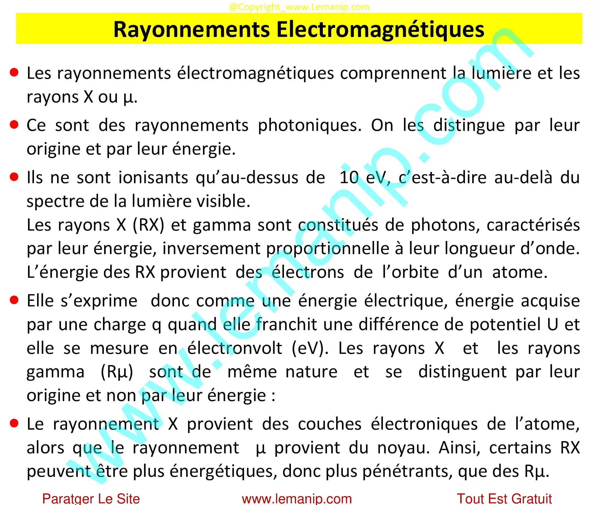 Rayonnements Electromagnétiques
