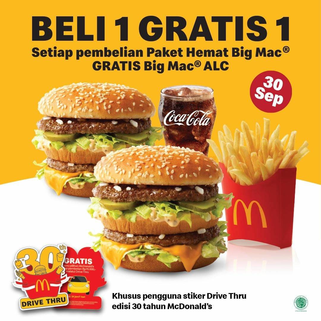 Promo McDonalds Beli 1 Gratis 1
