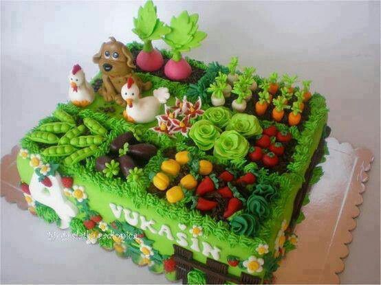 garden theme cake