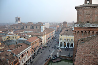 The centre of the city of Ferrara, looking down from the Castello Estense