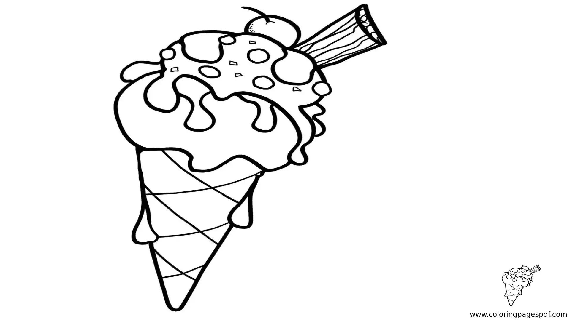 Coloring Pages Of Ice Cream Cone With A Cherry On Top