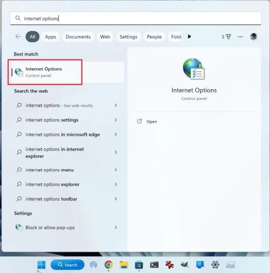 إصلاح مشكلة عدم فتح Internet Explorer في Windows 11 من خلال لوحة التحكم