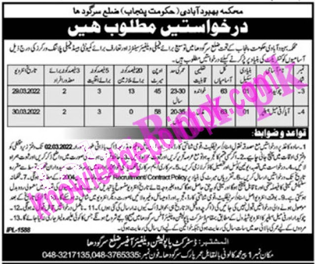 Population Welfare Department Punjab Jobs 2022 Latest