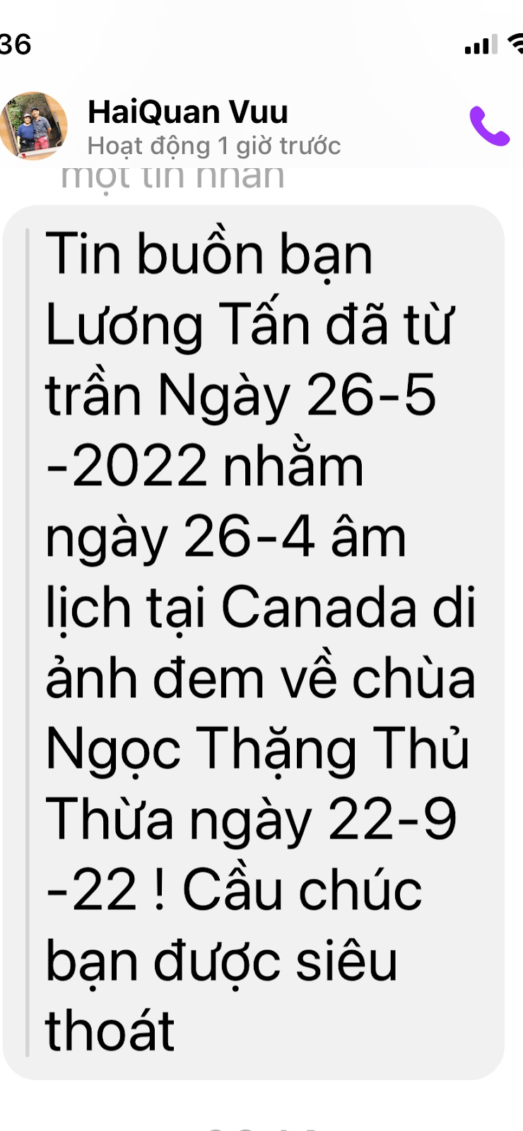 2022 Vô cùng thương tiếc báo tin đến các bạn