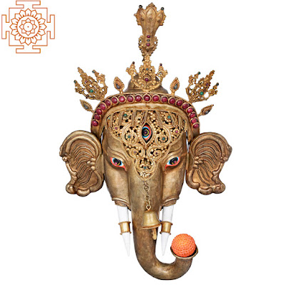 The Glory Of Lord Ganesha Copper Wall-Hanging Mask