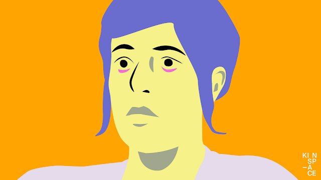 Animated character depicting a person with an anxious facial expression on yellow background