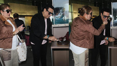 Govinda Celebrated his birthday with wife Sunita at Airport