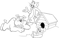 Tom, Jerry and Spike coloring page
