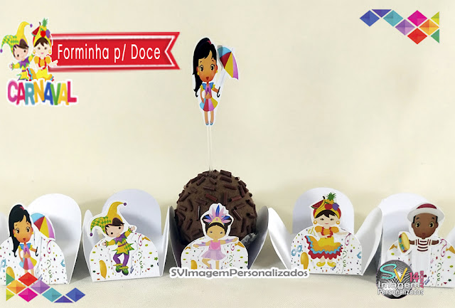 Festa Carnaval Frevo Dicas e Ideias para Decoração de Festa Personalizados forminha para doces