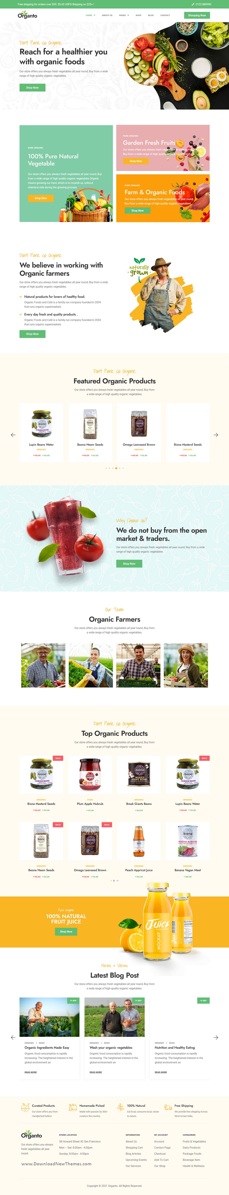 Organto - Organic Food Elementor Template Kit