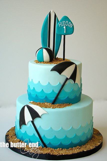 simple beach theme cake