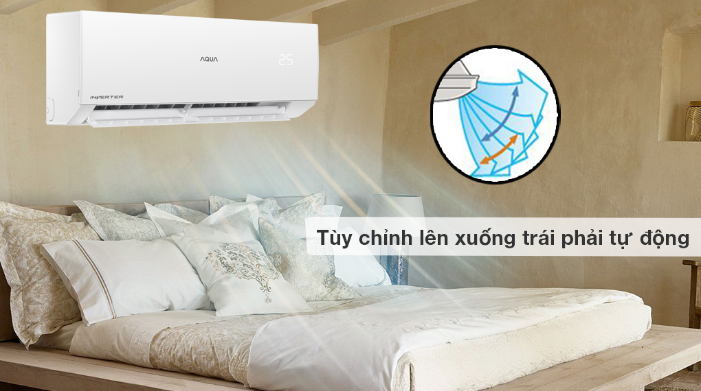 Điều hòa Aqua Inverter 18000 BTU AQA-RV18QA - Tùy chỉnh cánh đảo gió lên xuống trái phải tự động