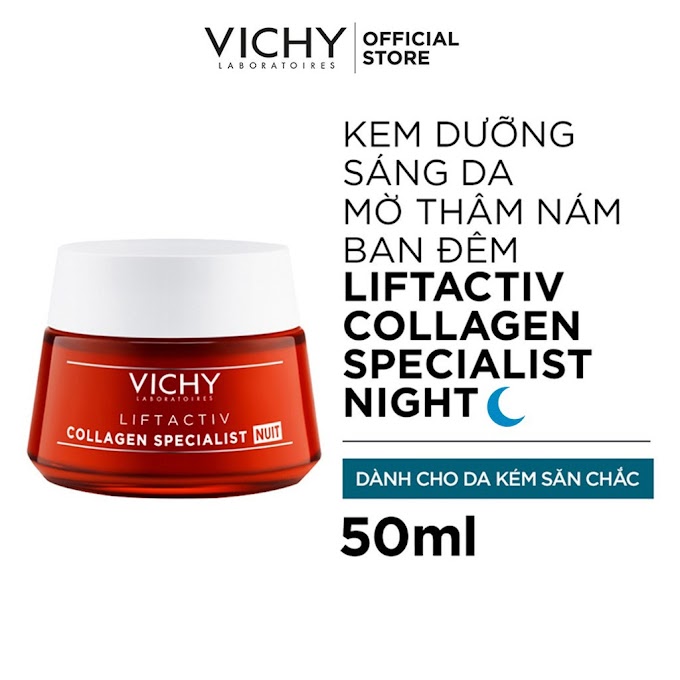 Mall Shop [ vichyofficialstore ] Kem dưỡng giúp sáng da, mờ thâm nám ban đêm Vichy Liftactiv Collagen Specialist Night 50ml