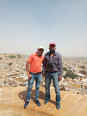 Guide Mr Harish.Vyas and self at "CANNON POINT" on Jaisalmer Fort