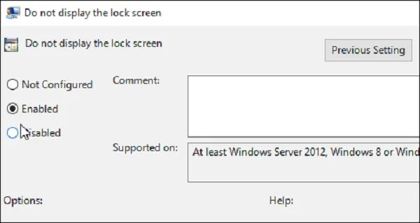 إزالة شاشة القفل في نظام التشغيل Windows 10