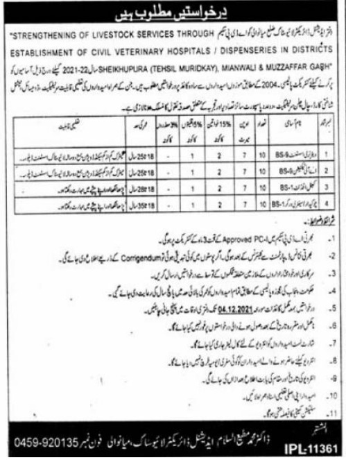 Livestock and Dairy Development Department Jobs 2021 Punjab