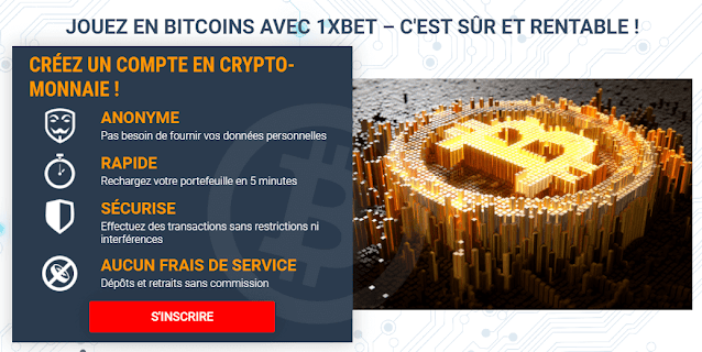 Jouez en bitcoins avec 1xBet