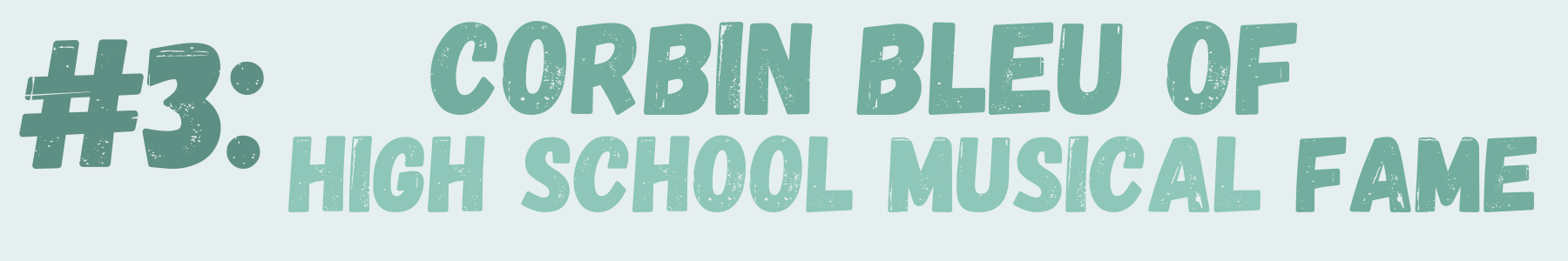 "Number three. Corbin Bleu of High School Musical fame."
