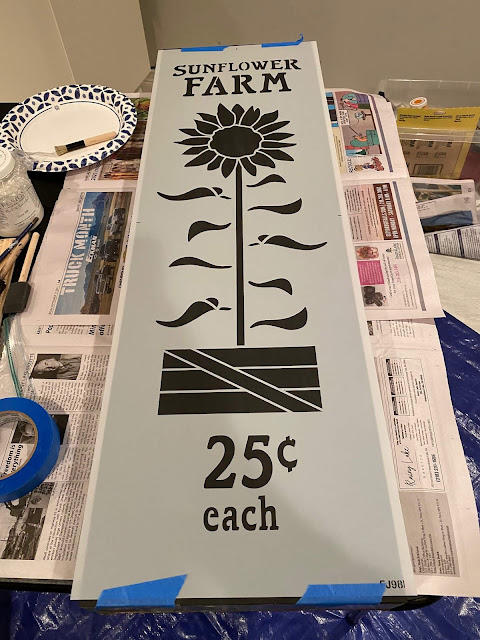 Photo of a Sunflower Farms stencil from Old Sign Stencils.