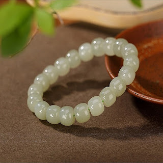 Natural Hetian gray jade as right as rain tube beads simple all-matching graceful old-style bead women's bracelet