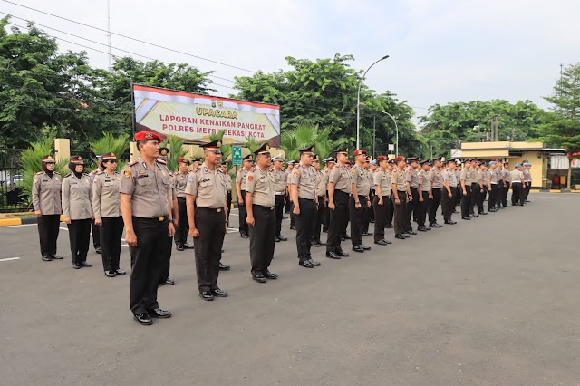 Awal Tahun 2024, Sebanyak 137  Personil Polres Metro Bekasi Kota Naik Pangkat, 3 Personil Kenaikan Pangkat Pengabdian 