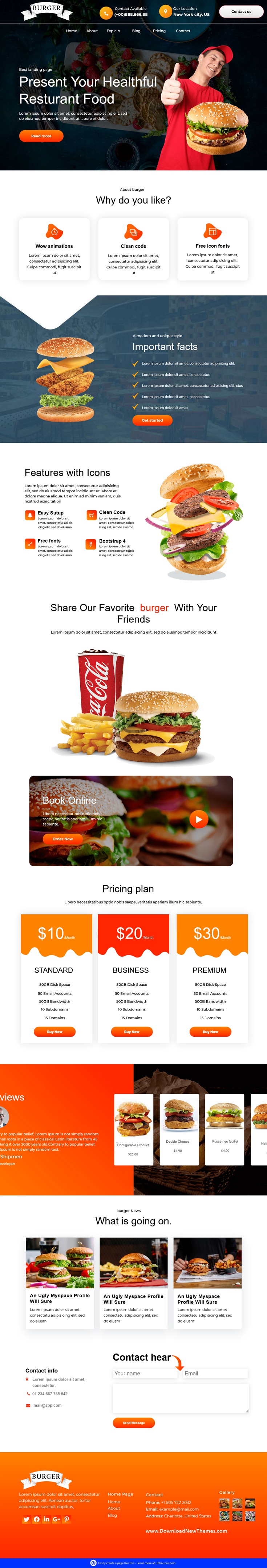 Burger Unbounce Landing Page Template