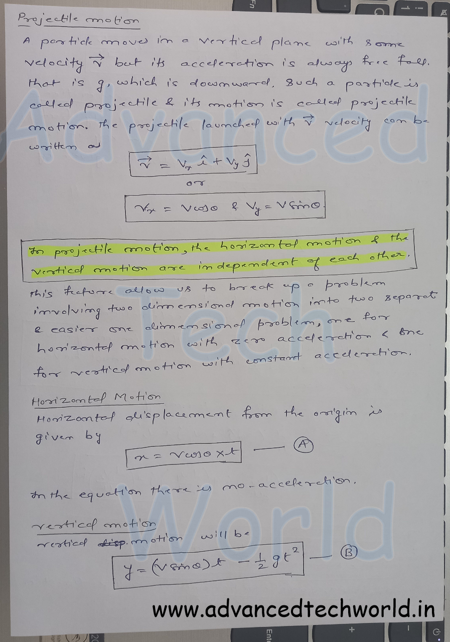 Two Dimensional Motion - Handwritten Notes - 4