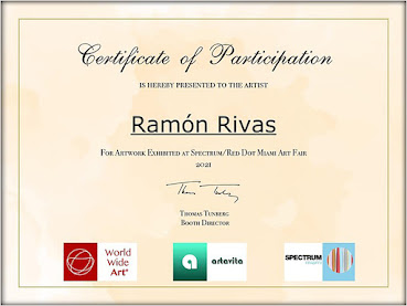 Certificado de participación de Ramón Rivas en la Feria de Arte Internacional  "Spectrum Miami"