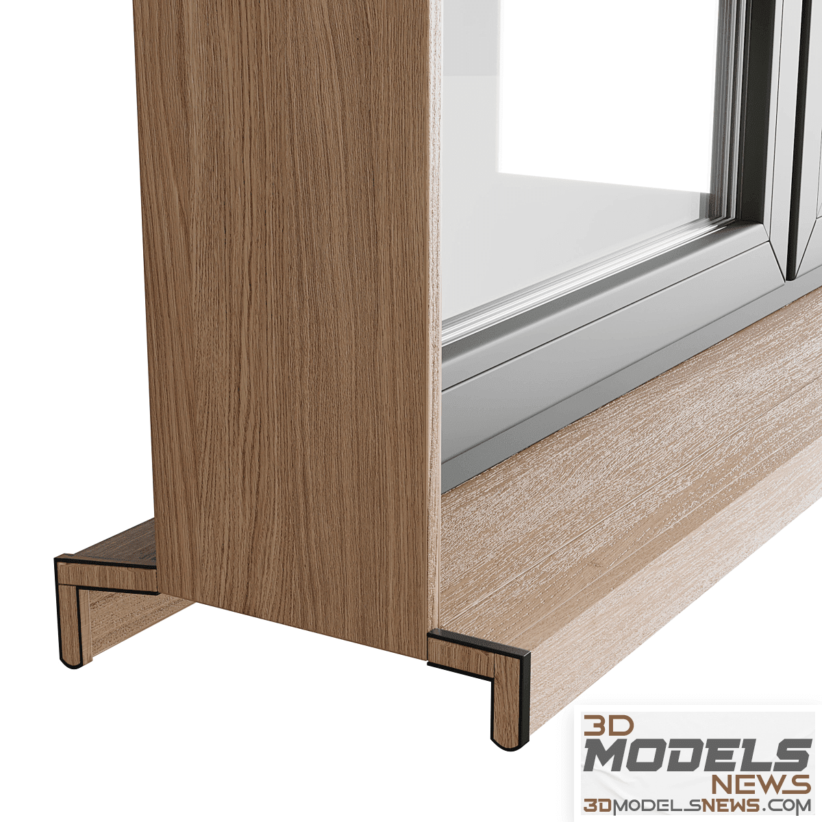 Modern windows models with metal blinds and wooden 4