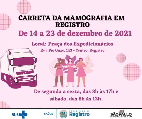 Carreta da Mamografia estará em Registro-SP de 14 a 23/12