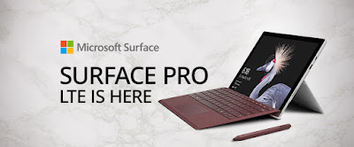 Microsoft Surface Pro 2017 LTE promotional banner. Photo sourced from PCM Blog.