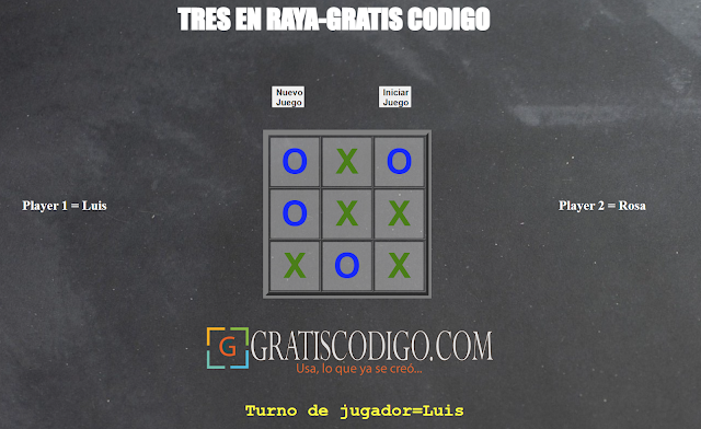 Código Javascript tres en raya