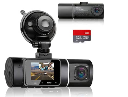 Abask J05 Dash cam Front and Inside with 32G SD Card