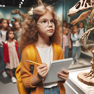 Young girl visiting museum