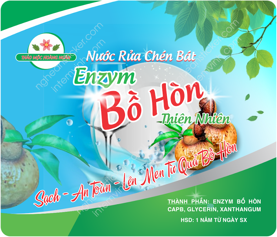 Tem nhựa trong nước rửa chén bát Bồ Hòn