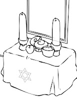 Shabbat table coloring page