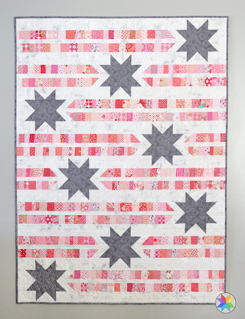 Star Trails quilt pattern by Andy Knowlton of A Bright Corner - scrappy quilt or jelly roll quilt option in two sizes lap and throw