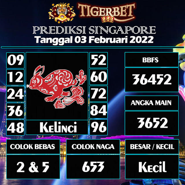 Prediksi Togel Singapore Tanggal 03 Februari 2022 Tigerbet888