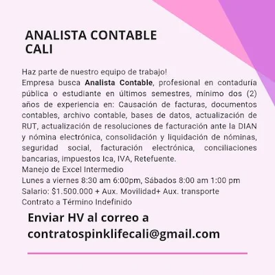 📂 Empleo en Cali HOY como ANALISTA CONTABLE 💼 |▷ #Cali #SiHayEmpleo #Empleo